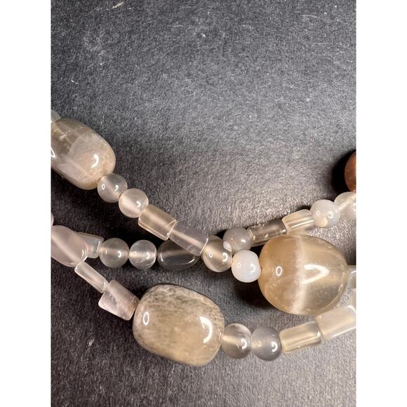 NEW Nate & Etan grey moonstone triple strand necklace with sterling silver clasp - Picture 4 of 12